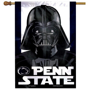 vertical flag with Darth Vader, Athletic Logo, and Penn State